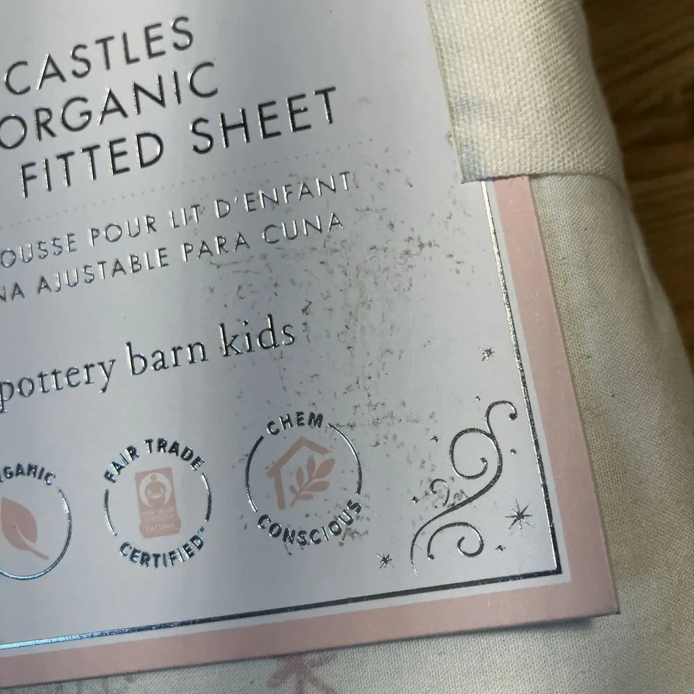 Pottery Barn Kids Disney Princess Castles Organic Crib Fitted Sheet NEW